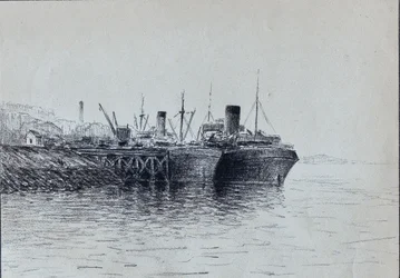 Dvě lodě v přístavišti (Charcoal)