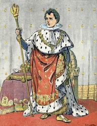 Portrét císaře Napoleona I. (1769-1821) Ilustrace Raymonda de Neziere v knize "Our-Glory-Nationals" 1920 Soukromá sbírka