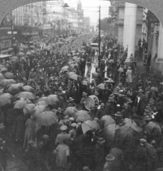 Britští vojáci defilují na Adderley Street, Kapské Město, Jižní Afrika, první světová válka, c1914-c1918