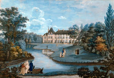 Pohled na fasádu a park zámku Malmaison. Akvarel od Reginy Catherine Carrey. Počátek 19. století. Malmaison. Musee Du Chateau - Pohled na průčelí a do parku zámku Malmaison. Akvarel od Reginy Catherine Carey. Brzy