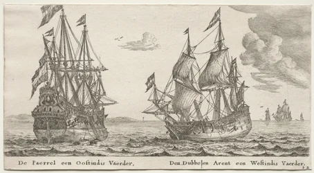 Lodě Amsterdamu: The Pearl a East Indiaman, The Double Eagle, West Indiaman.