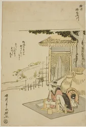 Řeka drahokamů plná hadříků v provincii Settsu (Settsu Toi no Tamagawa), z nepojmenované série Six Jewel Rivers