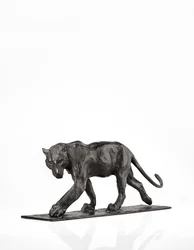 Panther chůze, zadní noha zvednutá, cca 1904 (patinovaný bronz)
