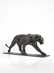 Panther chůze, zadní noha zvednutá, cca 1904 (patinovaný bronz)