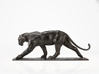 Panther chůze, zadní noha zvednutá, kolem roku 1904
