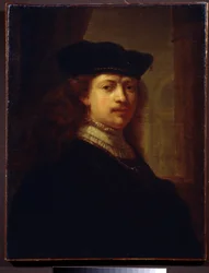 ""Portrét malíře Harmenszoon van Rijn Said Rembrandt (1606-1669)"" Obraz Rembrandtova doprovodu. Puškinovo muzeum ze 17. století, Moskva