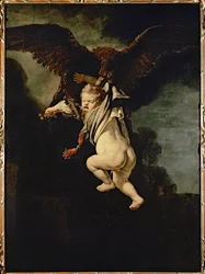 Ganymedes ve spárech orla (olej na plátně)