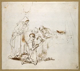Isaac Blessing Jacob (černá křída na papíře)