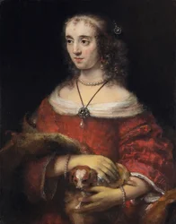 Portrét dámy s klínovým psem - Rembrandt van Rhijn (1606-1669) - cca 1665 - Olej na plátně - 81,3x64,1 - Galerie umění Ontaria