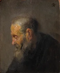 Studie starého muže z profilu, c. 1630 (olej na panelu)