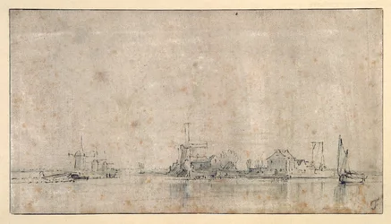 Amstel at the Omval, c.1650-53 (pero a inkoust s mytím na papíře)