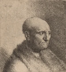 Plešatý muž v kožešinovém plášti, c. 1630.