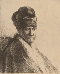 Busta muže s vysokou čepicí, tři čtvrtiny vpravo Umělcův otec, 1630.