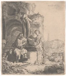 Kristus a žena Samaří mezi ruinami, 1634