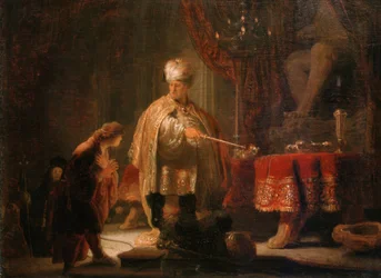 Daniel a Cyrus před idolem Bel