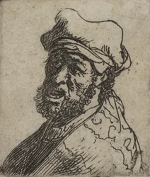 Muž křičí, tři čtvrtiny vlevo: Busta, ca. 1629, ca. 1629.