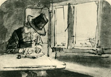 Muž kreslení u okna, polovina 17. století, 1943.
