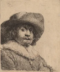 Muž v klobouku se širokou krempou, možná 1638.