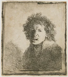 Autoportrét s otevřenými ústy, 1630.