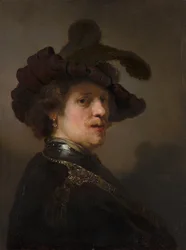 Tronie muže s opeřeným baretem, asi 1635-1640.