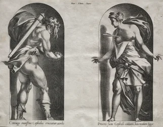 Cephalus a Procris ve dvou výklencích, 1538-1540.