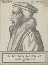 Jean Calvin (1509 - 1564), teolog a hlavní síla v protestantské reformaci, ve věku 53 let