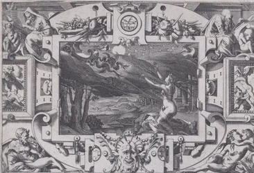 Medea a její vůz tažený draky Rozcuchaný a nahý za temné noci, na opuštěném místě..., 1563.