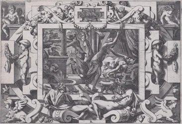 Pelias zabit svými dcerami, jejichž soucit sebral odvahu vyprázdnit jeho krev do v..., 1563.