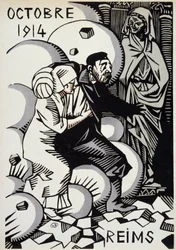 Říjen 1914, Remeš - kresba Hermana Paula - v „“Kalendáři války““ ed. 1916