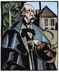 Portrét Gustava Flauberta (1821-1880). Dřevoryt Hermann-Paul (Hermann Paul) (1874-1940) pro knihu Louise Bertranda „Flaubert a Paris or Le Mort Vivant“.