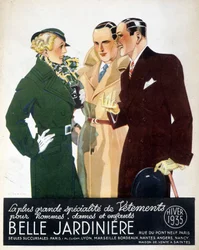 Reklama na "Největší specialitu pánského, dámského a dětského oblečení Belle Jardinière", zima 1935