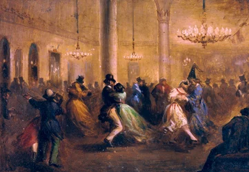Baile de Capellanes, c. 1860-1865 (olej na pocínovaném plechu)