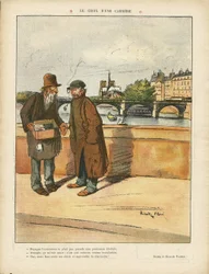 Ilustrace Ricardo Flores (1878-1918) v Le Rire, 3.6.2009 - Volba povolání - Paříž, Architektura Urbanismus, Misere, Most, Řeka, Kostely Katedrála, Seina (řeka)