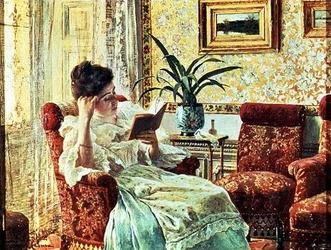 Žena čte (olej na plátně)