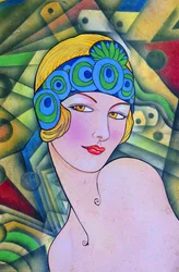 Portrét dívky ve stylu art deco