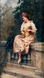 Dívka s flétnou, asi 1895 (olej na desce)