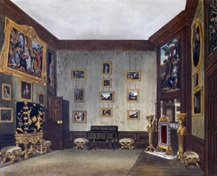 Spisovna krále, rytina Richarda Reeve (narozen v roce 1780), podle návrhu Richarda Cattermola (1795-1858), Z historie královských sídel