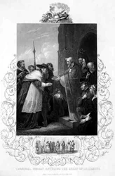 Vstup kardinála Wolseyho do opatství Leicester, v Jindřichu VIII. od Williama Shakespeara (1564-1616), rytina A. H. Payna (rytina)