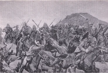Bitva u Elandslaagte: útok kavalérie (litho)
