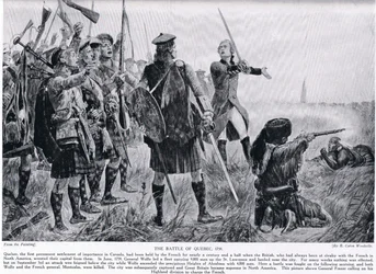 Bitva o Quebec, 1759, ilustrace z „Hutchinsonova příběhu britského národa“, kolem roku 1923