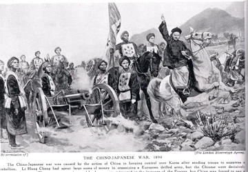 První čínsko-japonská válka, ilustrace z „Hutchinsons History of the Nations“, kolem roku 1910