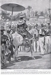 Kapitulace Rangúnu Britům, 1824, ilustrace z 