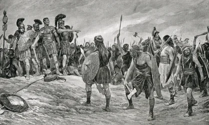 Vespasián zachráněný svým synem Titem, ilustrace z "Hutchinson