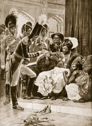 Britové na Cejlonu, ilustrace z „Hutchinsonových dějin britského národa“, kolem roku 1923