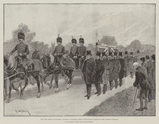 Zesnulý vévoda z Clarence, pohřební průvod z kostela Sandringham na nádraží