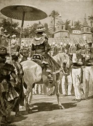 Kapitulace Rangúnu Britům, 1824, ilustrace z 