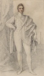 Portrét George, 5. vévody z Marlborough, s Blenheimem v dálce, 1817-21.
