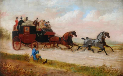 Kočár královské pošty v Leedsu, asi 1875 (olej na plátně)