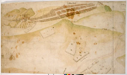 Barevný plán nebo pohled z ptačí perspektivy na město Edinburgh
