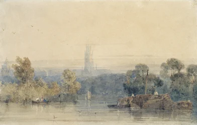 Poblíž Bostonu, Lincolnshire (grafit a akvarel na papíře)